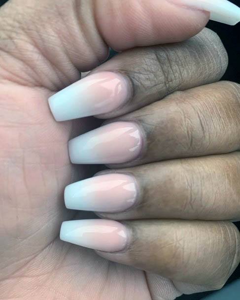 Coral White Ombre Nails Women