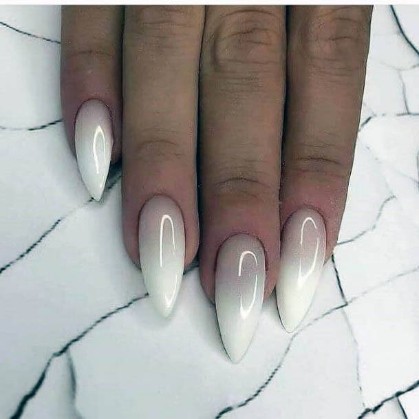 Almond White Ombre Nails Women