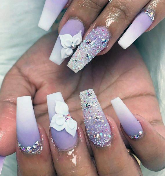 Amethyst White Ombre Nails Women