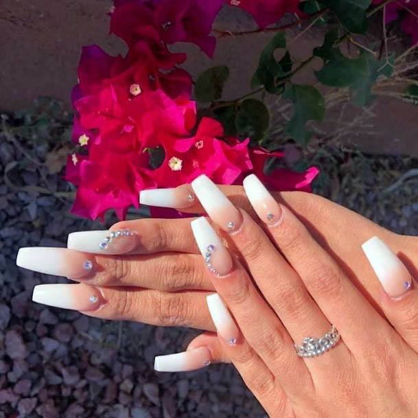 Decorated White Ombre Nails Women