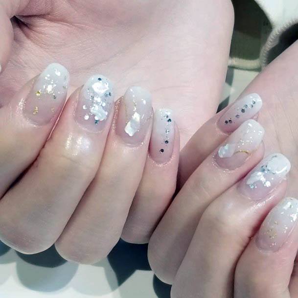Gleaming White Ombre Nails Women