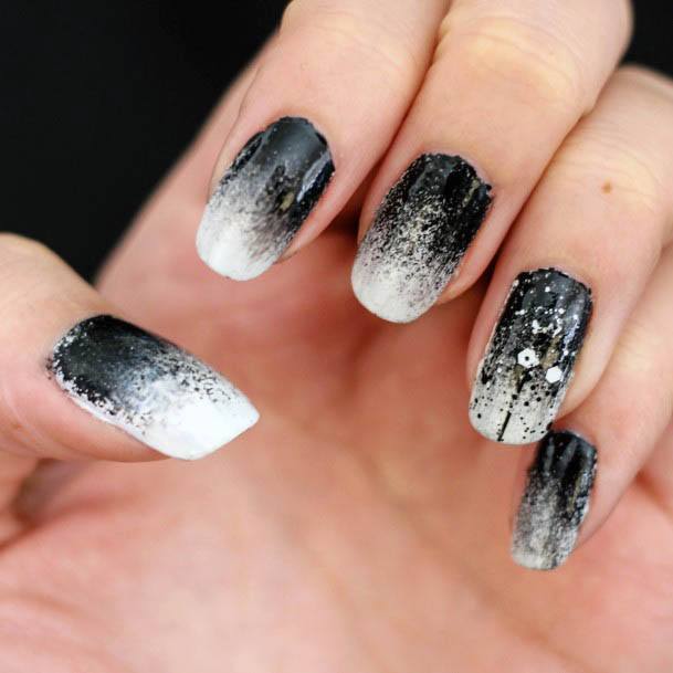 Enchanting White And Dark Ombre Nails For Women
