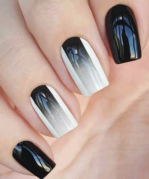 Gorgeous Black White Ombre Nails Women