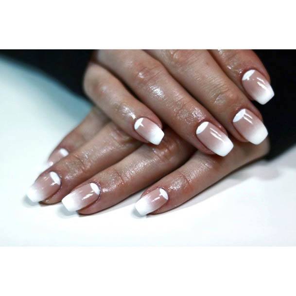 Ombre White Nails Manicure Women
