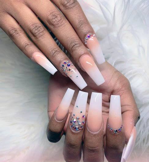 Spectacular White Ombre Nails For Women