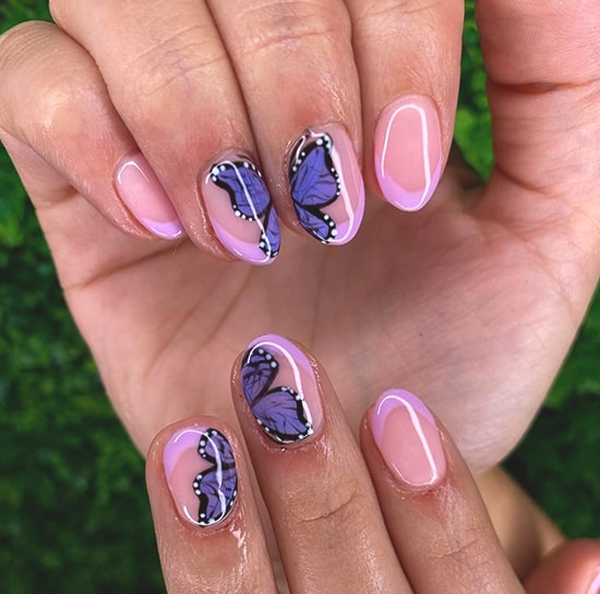 butterfly french nail art idea