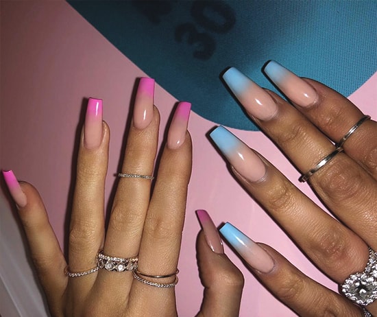 kylie jenner neon ombre nail art