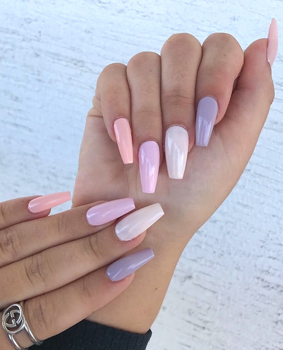 neutral pastel ombre rainbow nail art spring nails