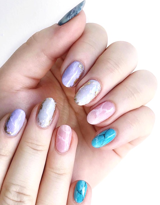 pastel marble nail art trend