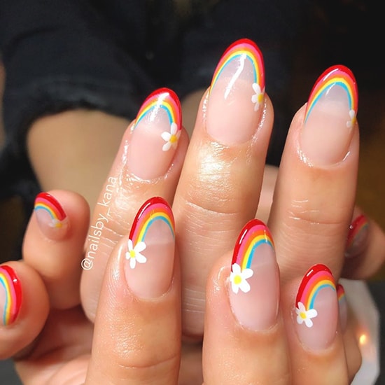 rainbow french manicure spring nail art ideas