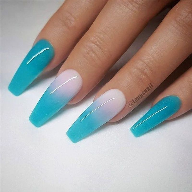 blue nail polish ballerina manicure