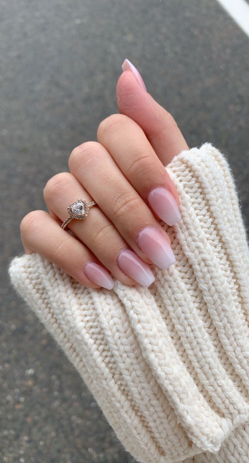 milky white and pink nails