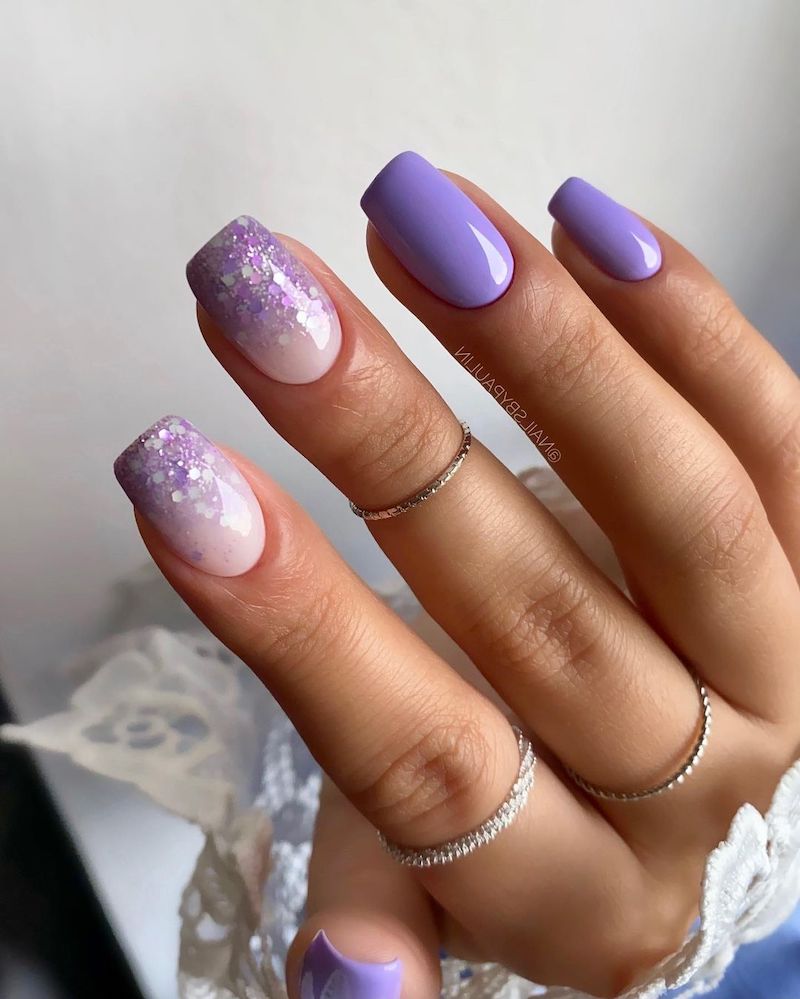 manicure with glitter gradient nails