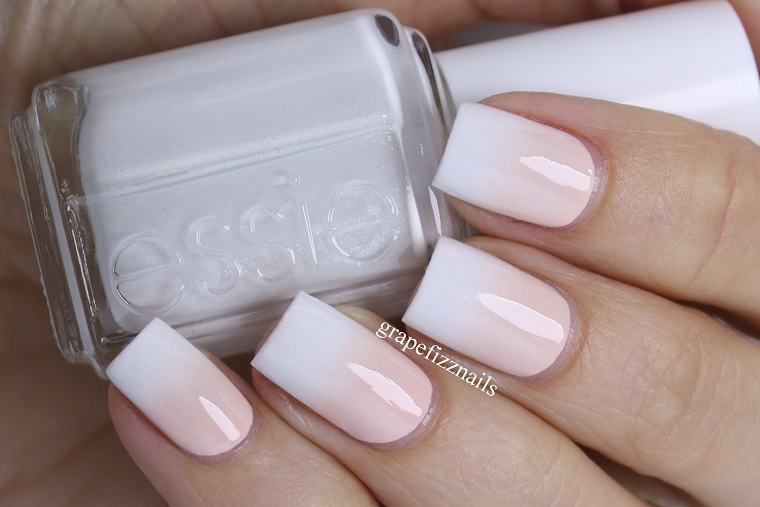 Smalto effetto ombre bianco e rosa, unghie bellissime da sposa, manicure lunga forma quadrata 