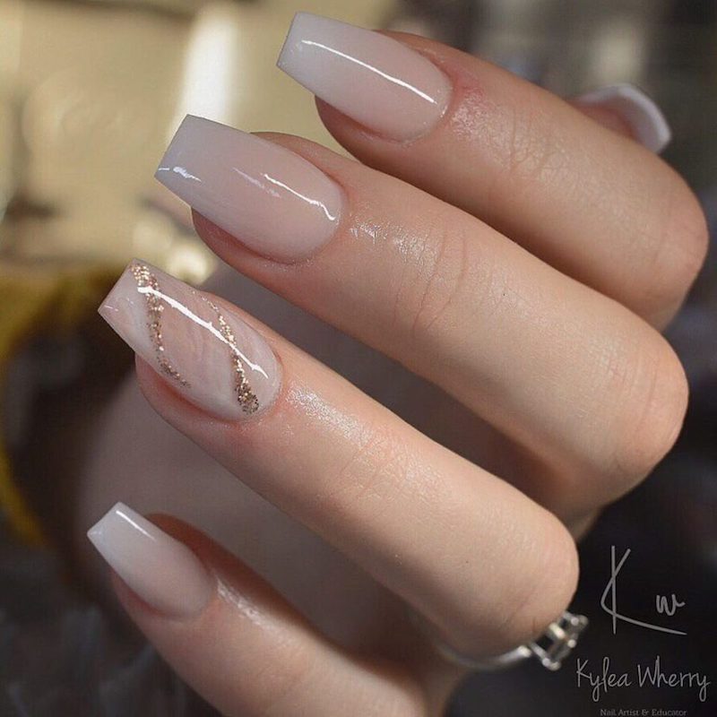 milky white nails accent nail