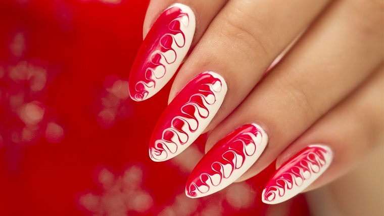 nail art gel-white-red