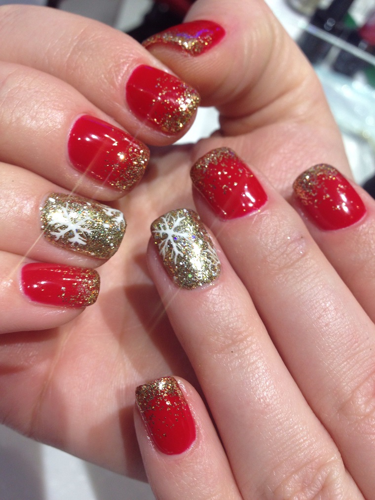Christmas nails-enamel-red-annular-decorated