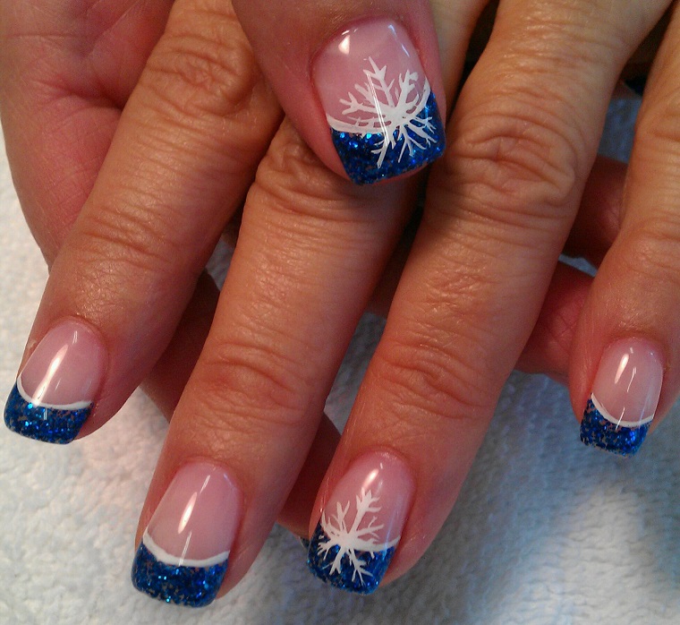 nails-for-christmas-french-blue-glitter