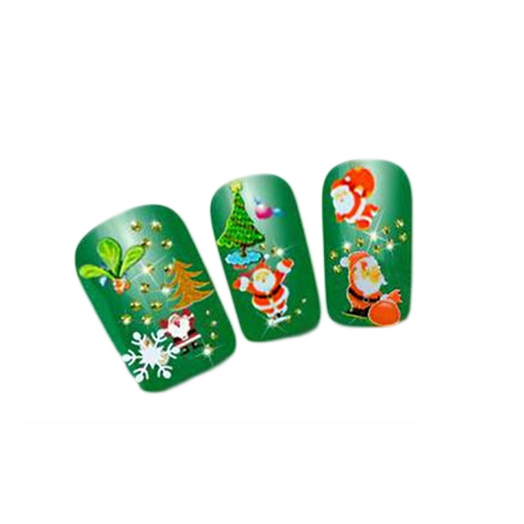 christmas-nails-green-background