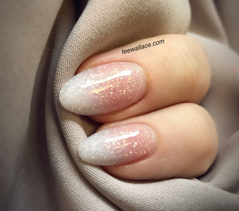 almond shaped handles baby boomer nails with glitter