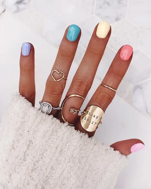 105 Photos: Multi Coloured Nails ~ New Trend and Best Designs