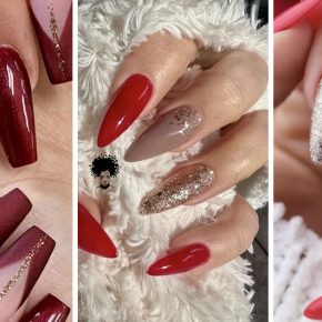 57 Gorgeous Red and Gold Nails for Women Who Love to Shine