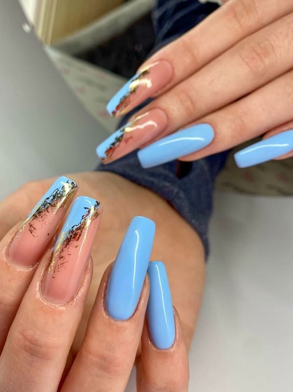 50+ Awesome Blue Nails Manicure Design Ideas