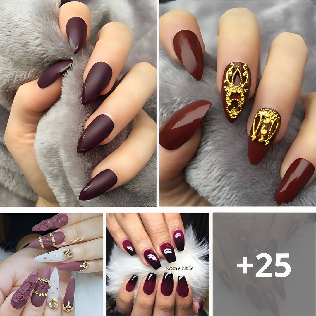 73+ Dashing Maroon Nails For Fall 2023